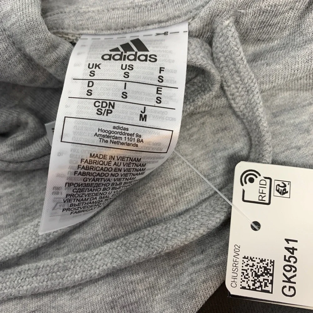 Adidas Men's Badge of Sport Big Logo Pullover‎ Hoodie - Gray & Black - Small